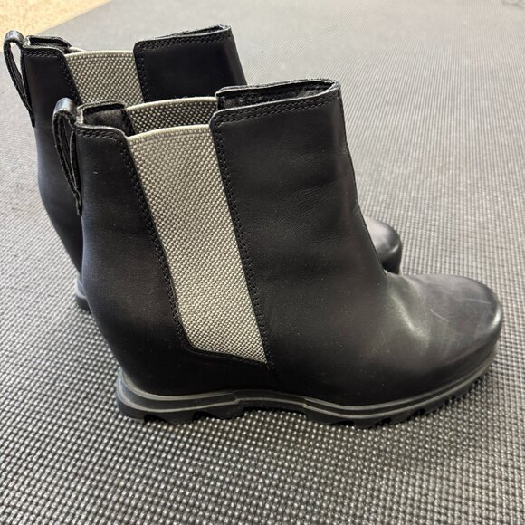 Womens SOREL Joan Wedge Boot Black leather size 9.5 - Picture 4 of 6